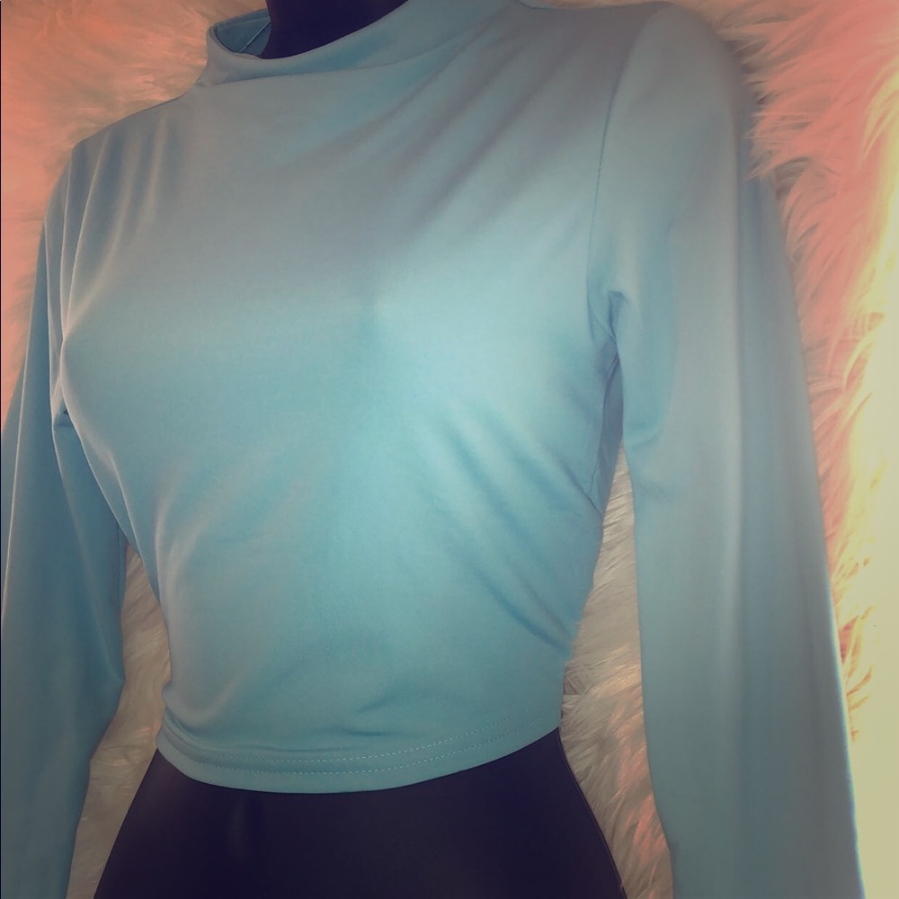 Baby Blue turtleneck crop top
